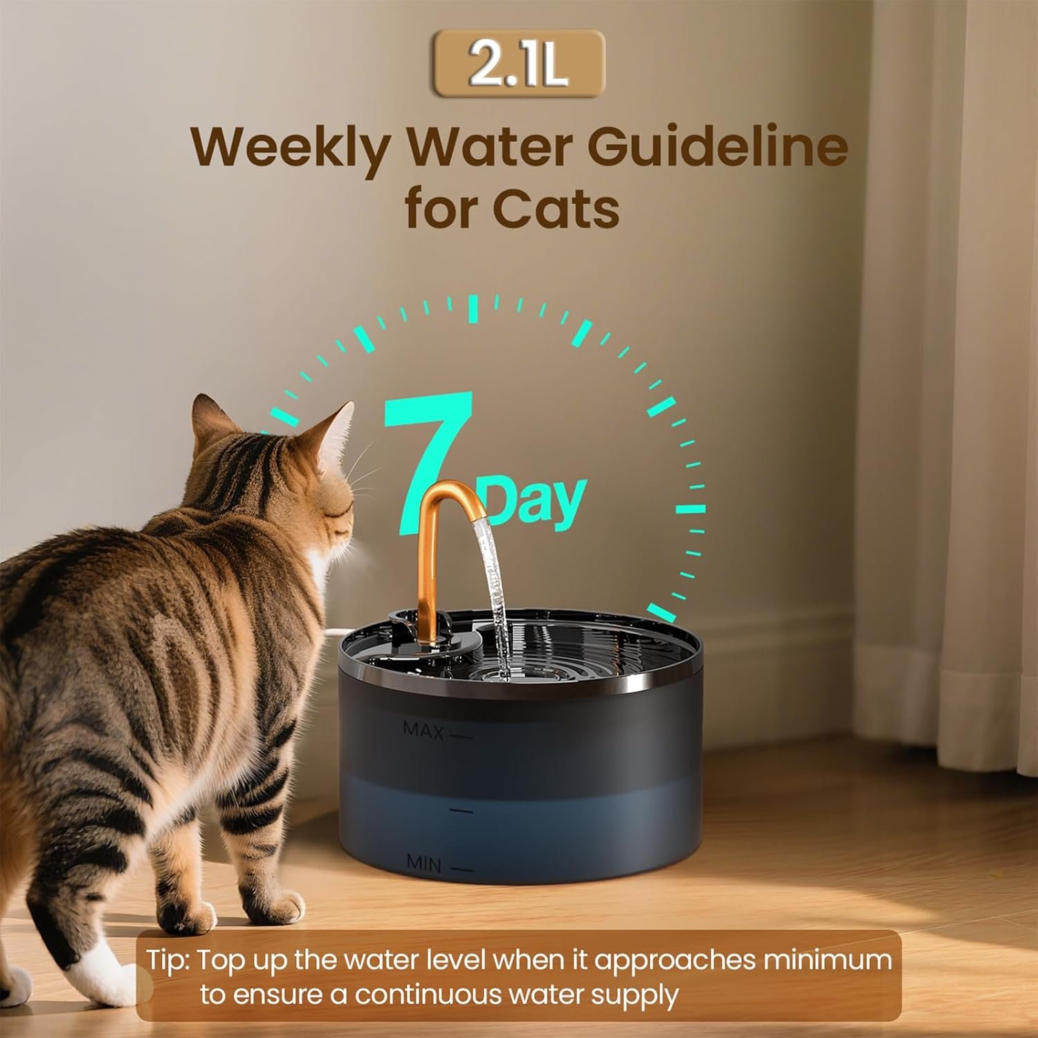 2.1L Ultra Silent Cat Water Drinking Fountain - Image 5