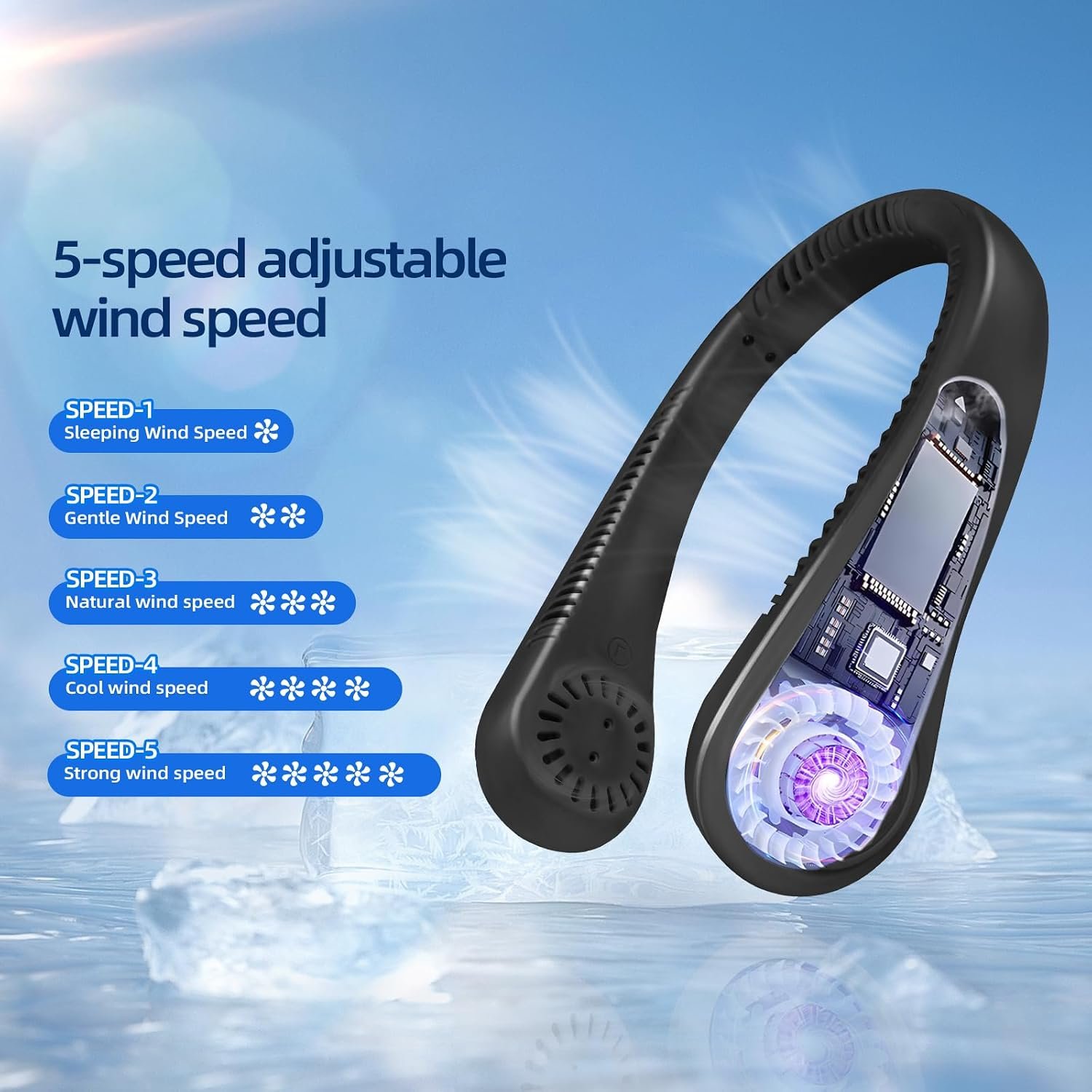 Rechargeable 5 Speed Neck Fan - Image 4