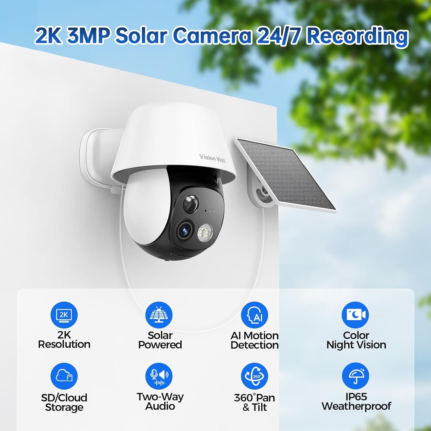 360° Wireless Solar Security Camera with AI Human Detection - Image 2