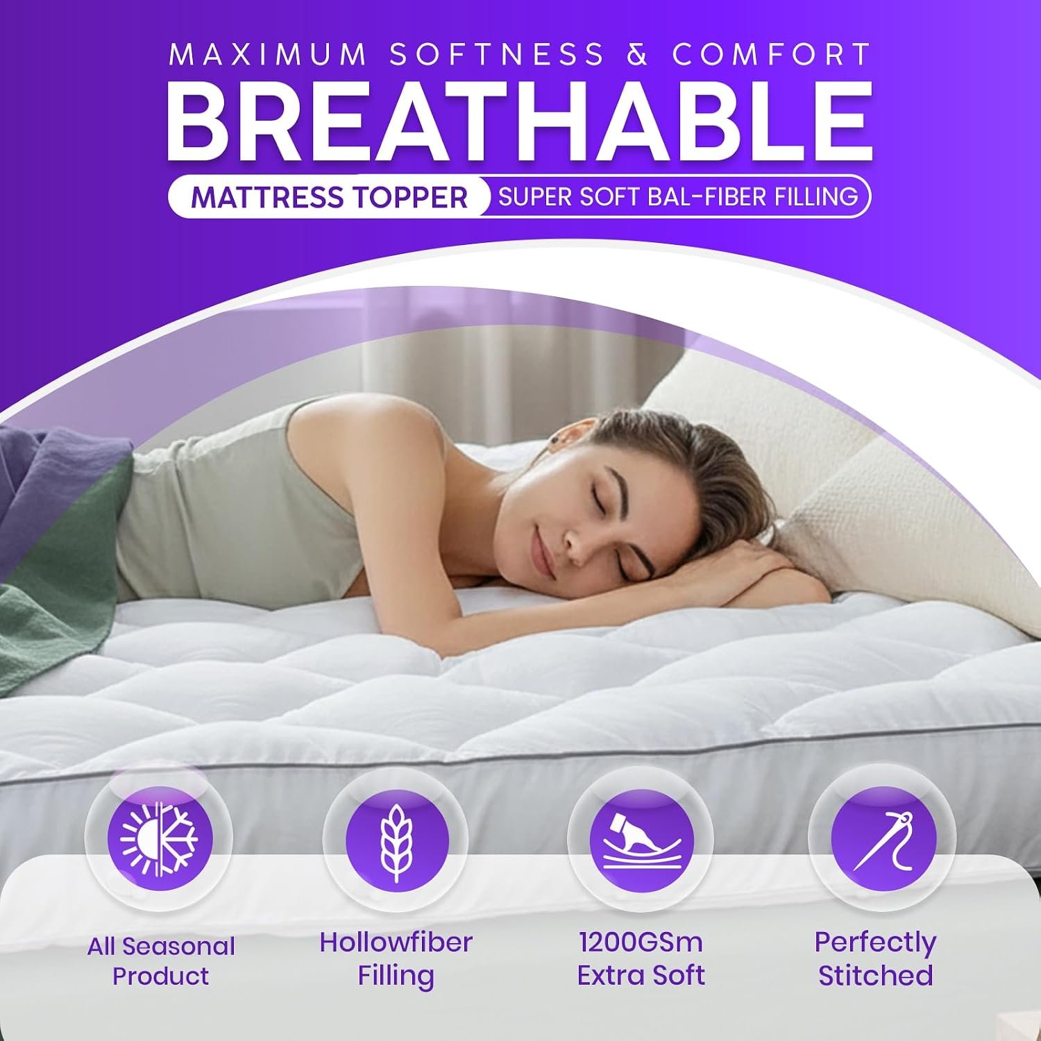 King Size Super Soft Microfiber Mattress Topper - Image 2