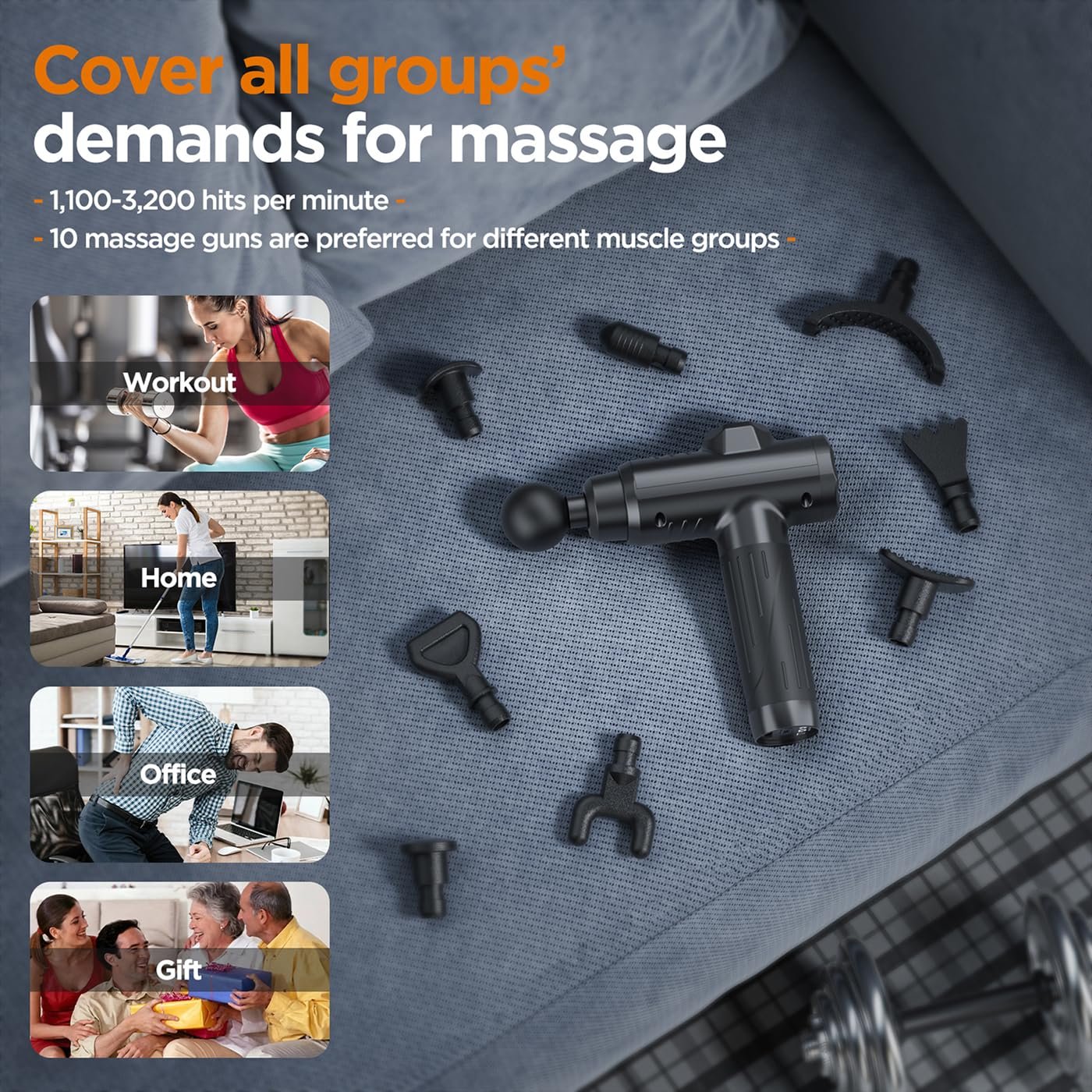 Deep Tissue Massager Device with 10 Massage Heads - Image 2