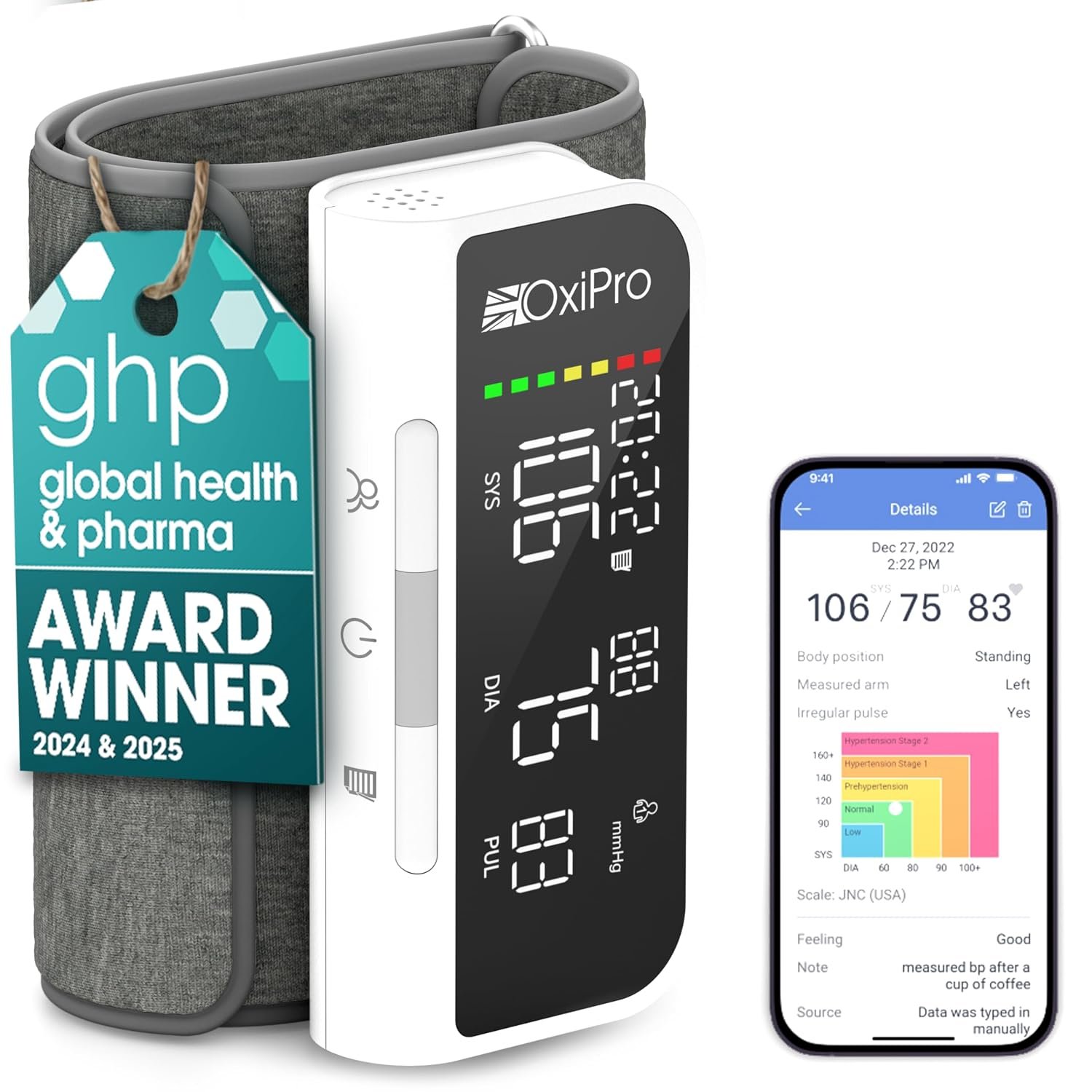 OxiPro Smart Blood Pressure Monitors with App