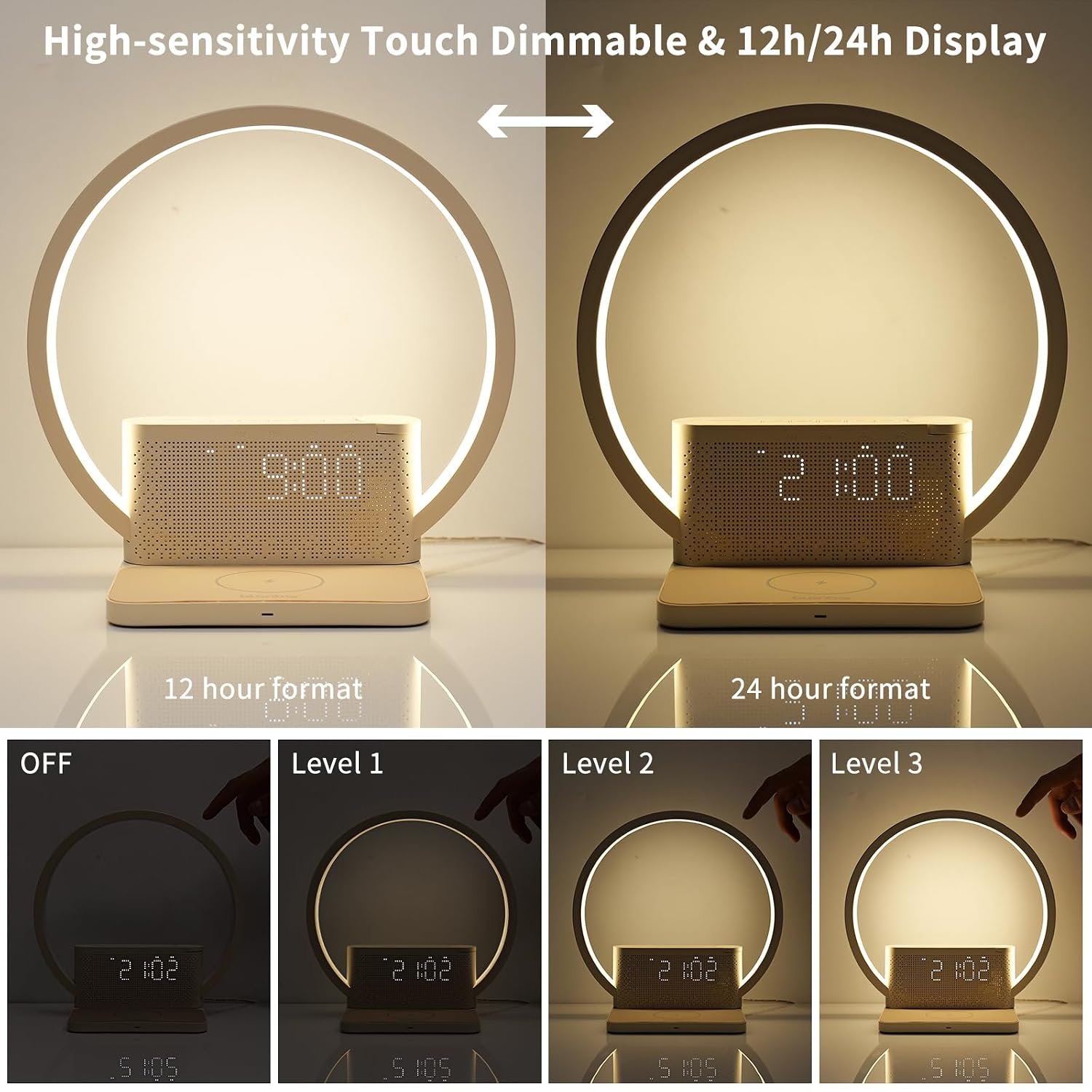 Wake up Lamp Alarm Clock with Wireless Charger - Image 5
