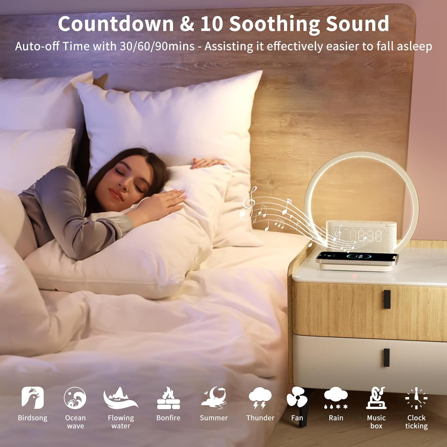 Wake up Lamp Alarm Clock with Wireless Charger - Image 3