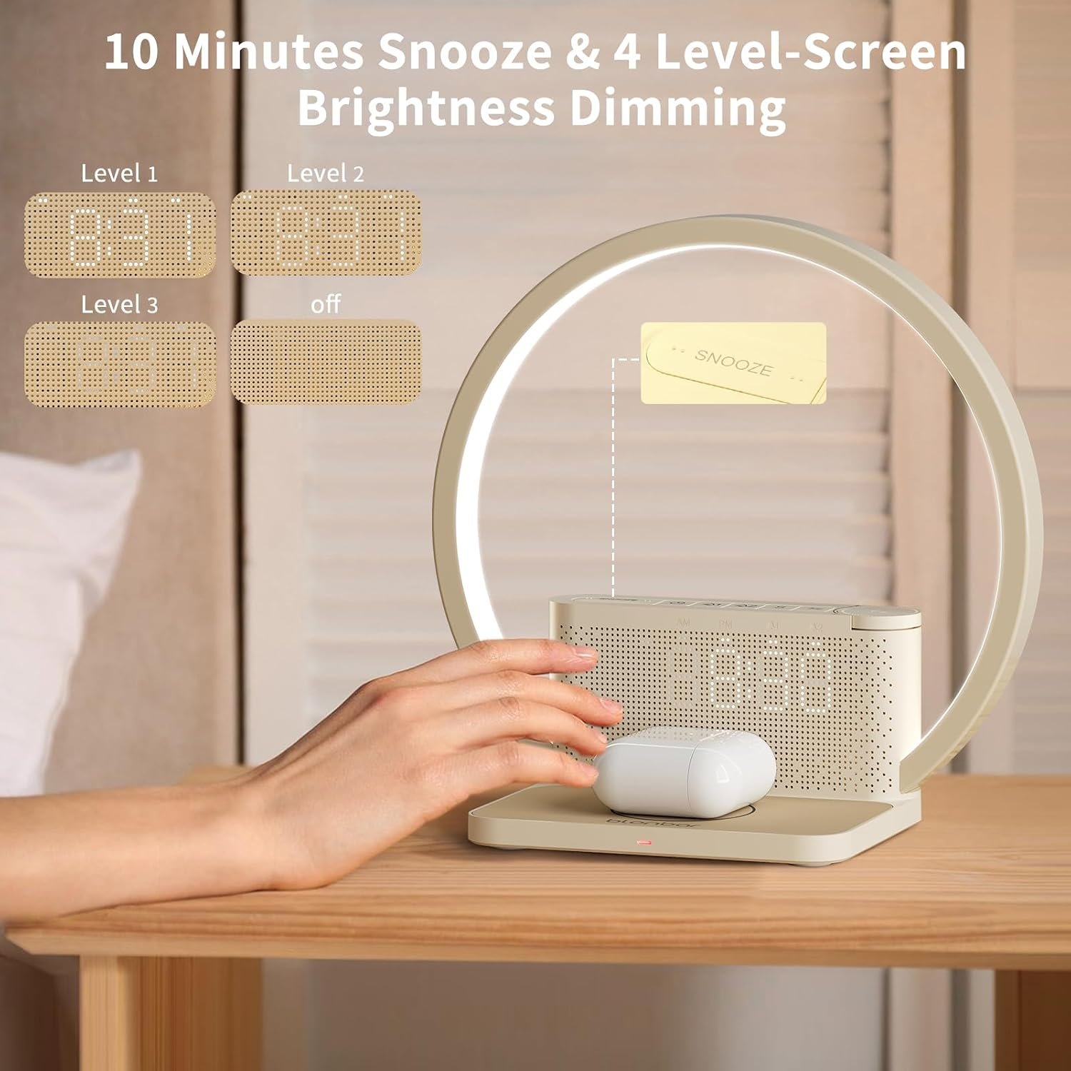 Wake up Lamp Alarm Clock with Wireless Charger - Image 4