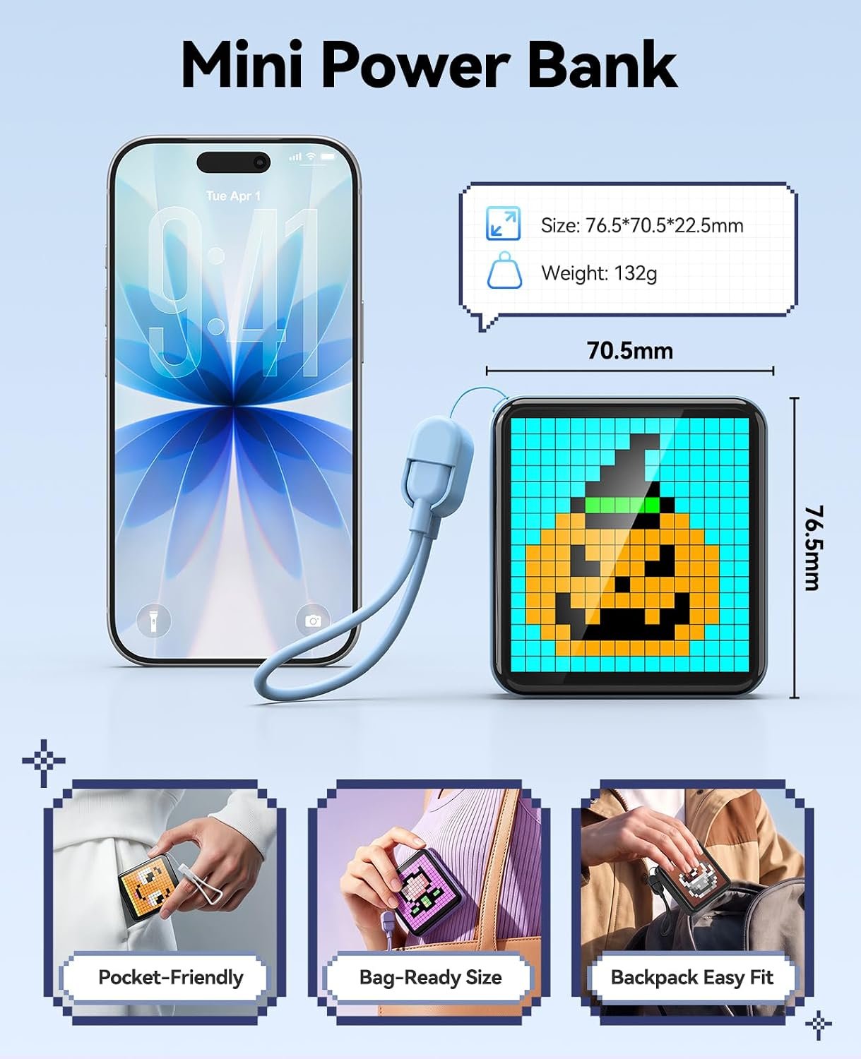 5000mAh Pixel Display Phone Charger - Image 3