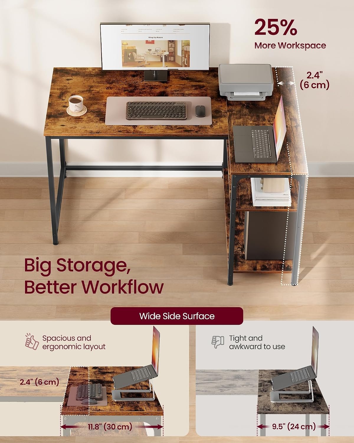 L Shaped Corner Computer Desk - Image 4