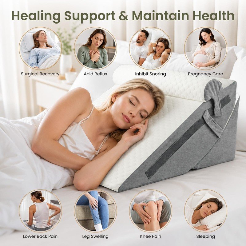 Adjustable Foam Bed Wedge Pillows for Reflux, Back Pain & Leg Support - Image 2
