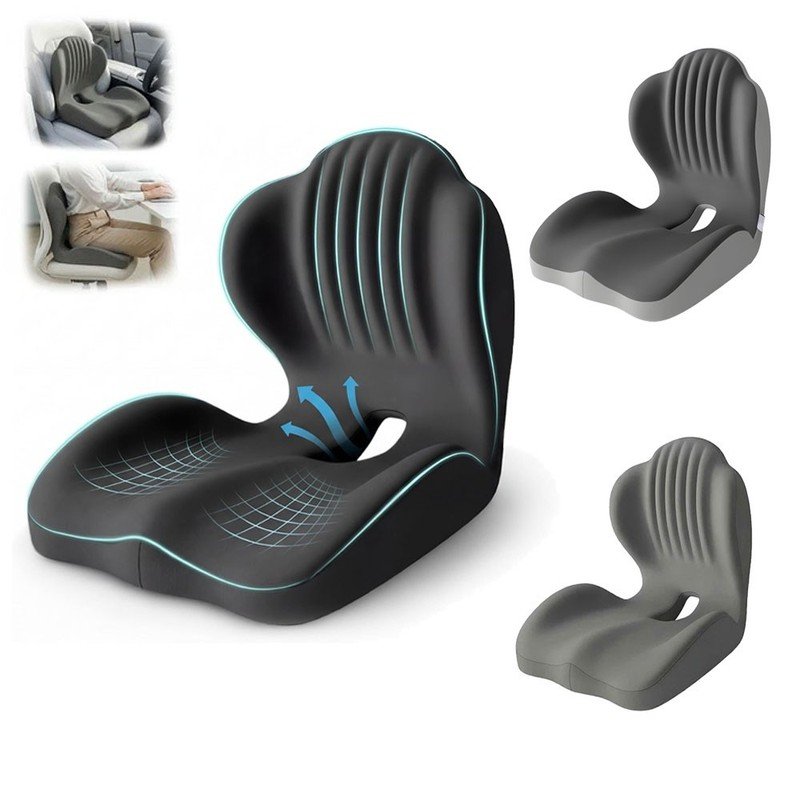 2-in-1 Ergonomic Back Pain Relief Cushion with Lumbar Support