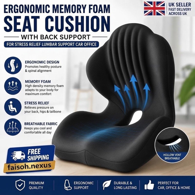 2-in-1 Ergonomic Back Pain Relief Cushion with Lumbar Support - Image 2