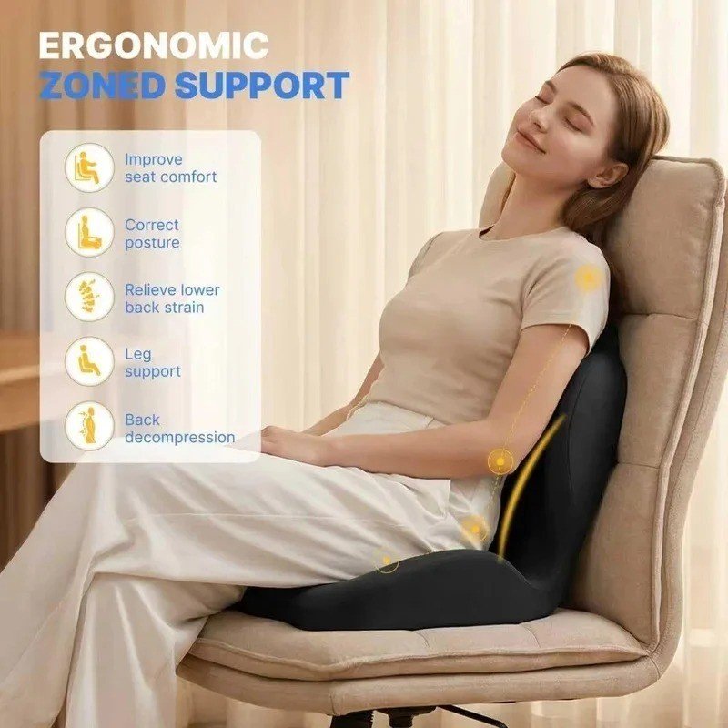 2-in-1 Ergonomic Back Pain Relief Cushion with Lumbar Support - Image 3