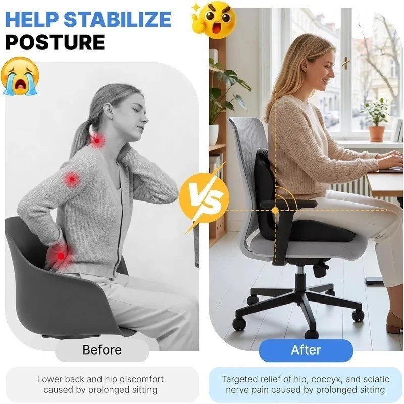 2-in-1 Ergonomic Back Pain Relief Cushion with Lumbar Support - Image 4