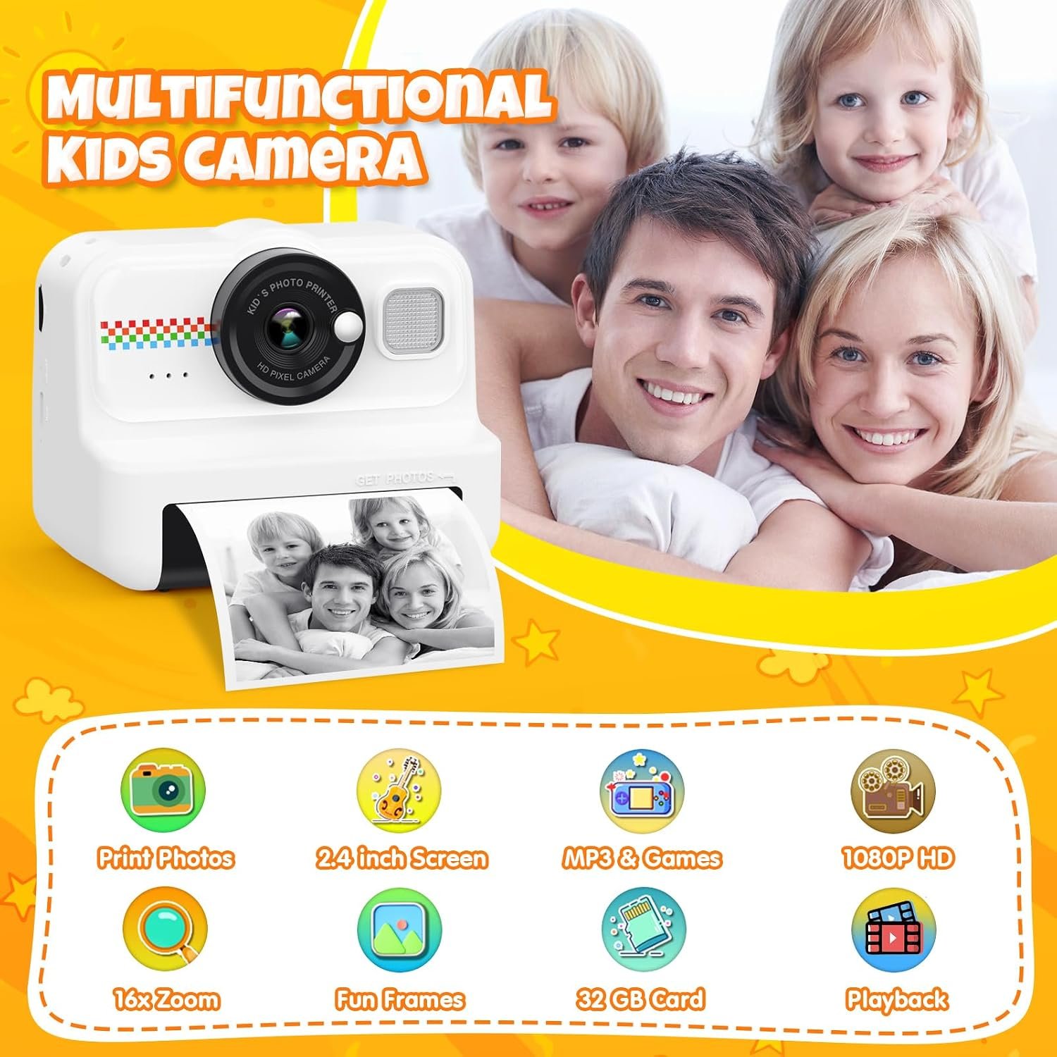 1080P Kids Instant Print Camera - Age 3-12 - Image 2