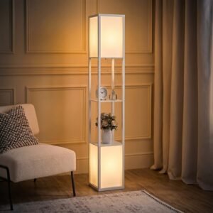 Living Room Shelf Floor Lamp with Dual Light