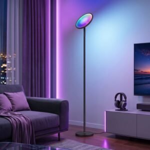 RGB Uplighter Floor Lamp Light, Standing Lamp with USB Port, Black